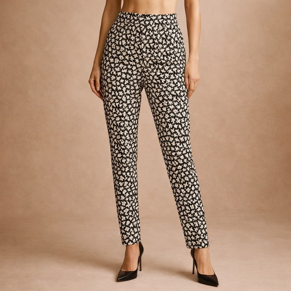 Michael Kors Black and White Patterned Skinny Pants